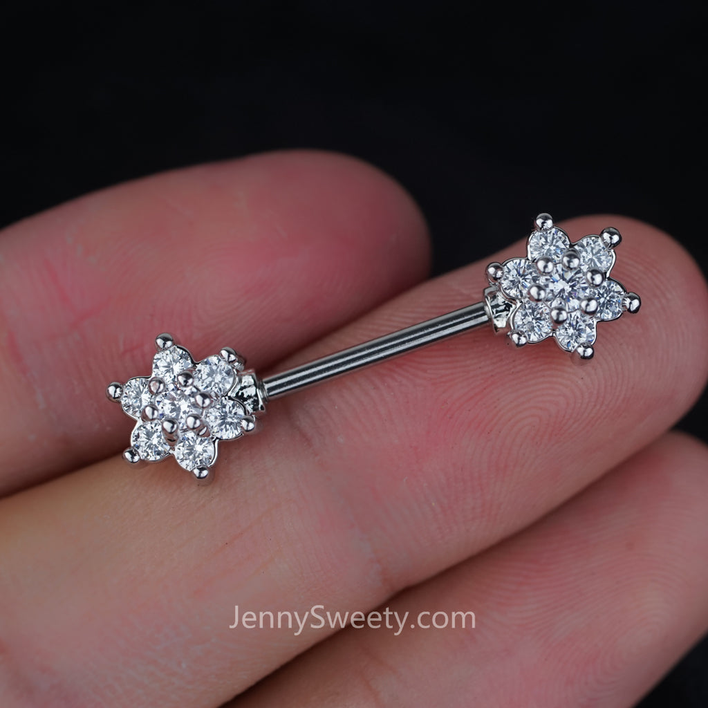 1 Piece Rose Gold Sparkle Triangle Zircon Nipple Ring Nipple Barbells –  JennySweety