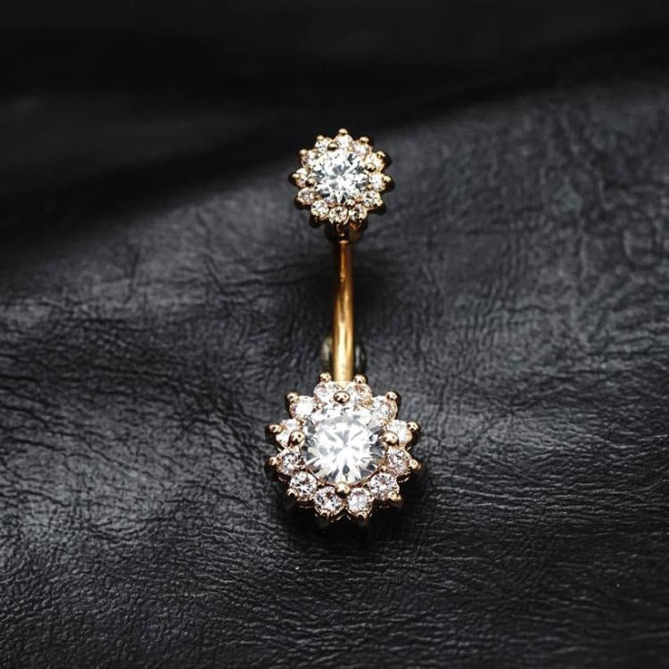 Exquisite Dangle Belly Button Ring Flower Shaped Zircon Stainless Steel  Belly Piercing Jewelry For Women Clothing Decor, Shop On Temu And start  Saving