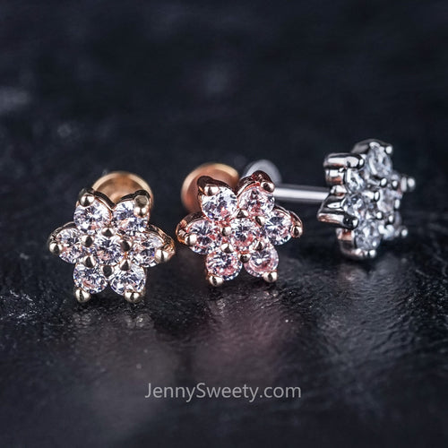 1 Piece Gold Flower Zircon Nipple Ring Nipple Barbells – JennySweety