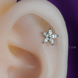 Flower Zircon Cartilage Earrings Helix Piercing Tragus Earrings Tragus Jewelry