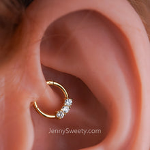 Gold Trio Zircon Hoop Daith Earring Hoop Cartilage Septum Ring
