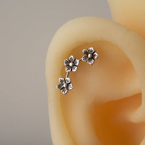 Three Flower Helix Earring Cartilage Earrings Piercings