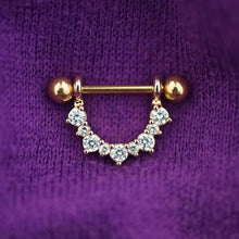 1 Piece Rose Gold Flower Zircon Nipple Ring Nipple Barbells