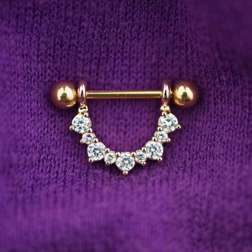 1 Piece Gold Flower Zircon Nipple Ring Nipple Barbells – JennySweety