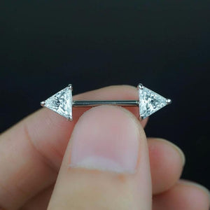 1 Piece Silver Triangle Zircon Nipple Ring Nipple Barbells