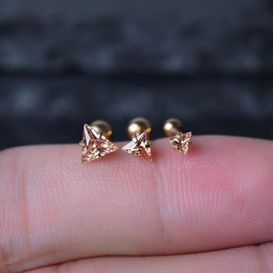Yellow Triangle Zircon Triple Helix Tragus Earring Cartilage Piericings