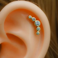 Gold 5 Zircons Helix Earring Cartilage Earring Cartilage Piercing Helix Earring Helix Piercing