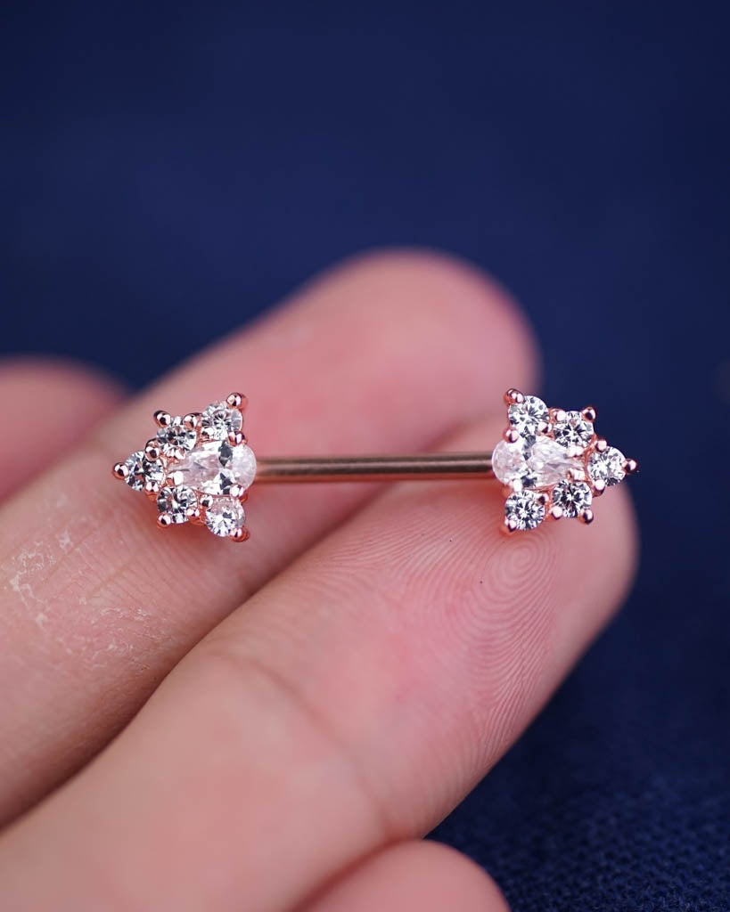 1 Piece Silver Sparkle Triangle Zircon Nipple Ring Nipple Barbells –  JennySweety