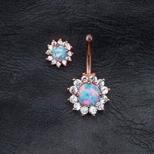 Opal Zircon Flower Belly Button Rings