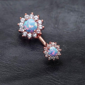Opal Zircon Flower Belly Button Rings