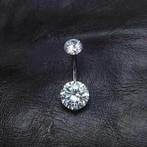 Double Clear Zircon Belly Button Ring