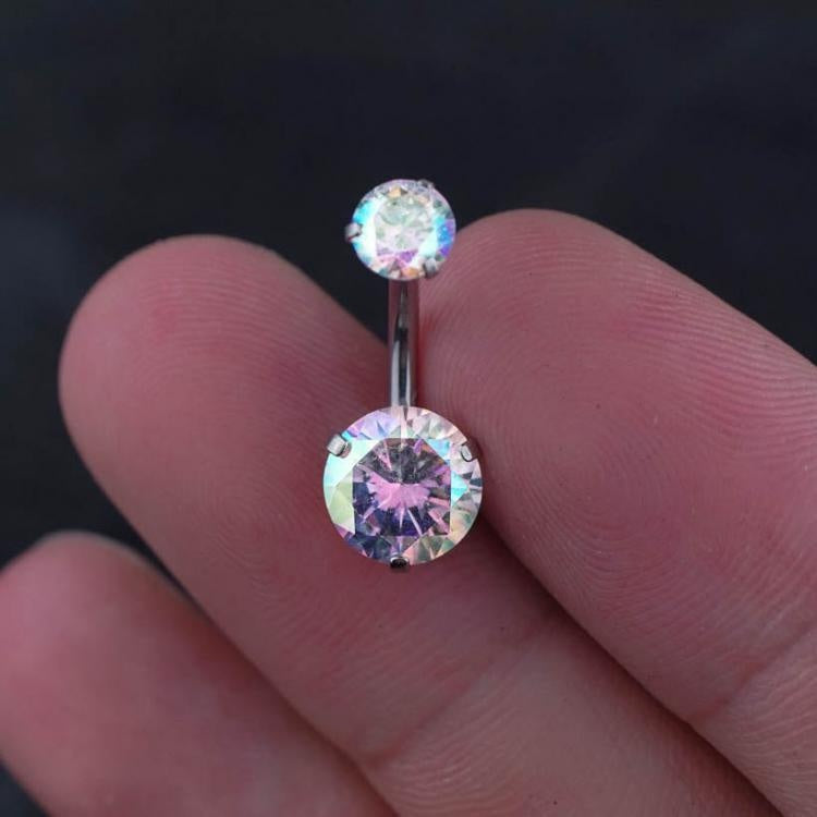 Double Rainbow Zircon Belly Button Ring