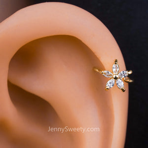 Sparkle Flower Zircon Helix Earring Cartilage Earring